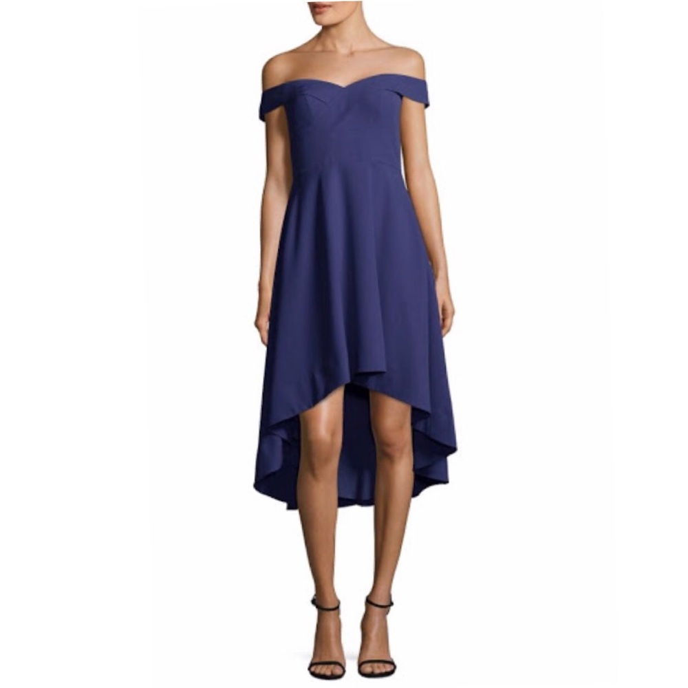 AIDAN MATTOX OFF THE SHOULDER HIGH LOW HEM DRESS